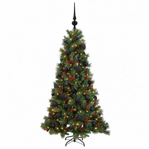 Kunstigt juletræ med julekugler 120 cm - 150 LED varm hvid