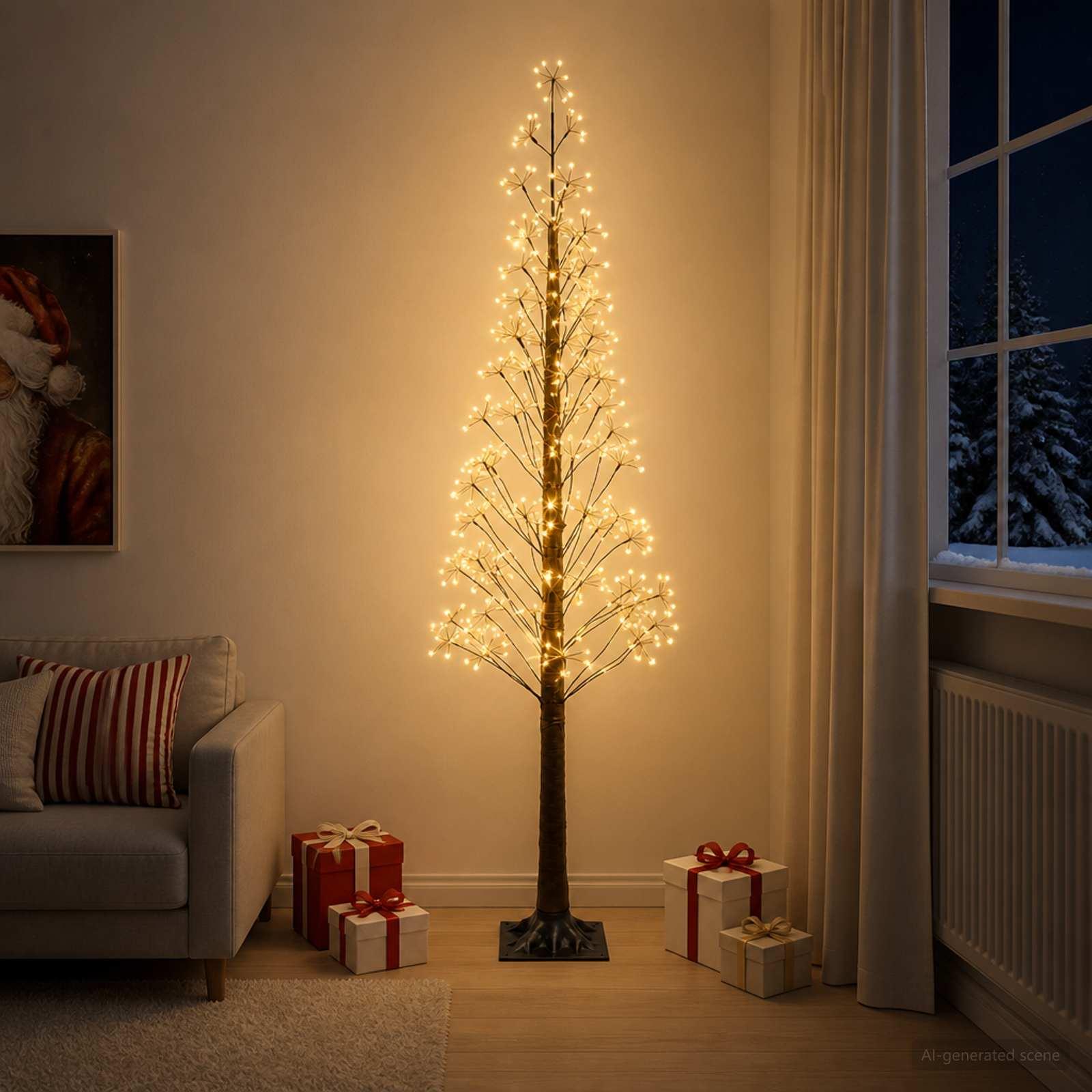 Starburst-juletræ brun 25 x 25 x 210 cm med 560 LED'er