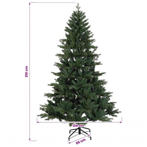 Kunstigt juletræ med julekugler og 300 LED'er - 210 cm, varm hvid