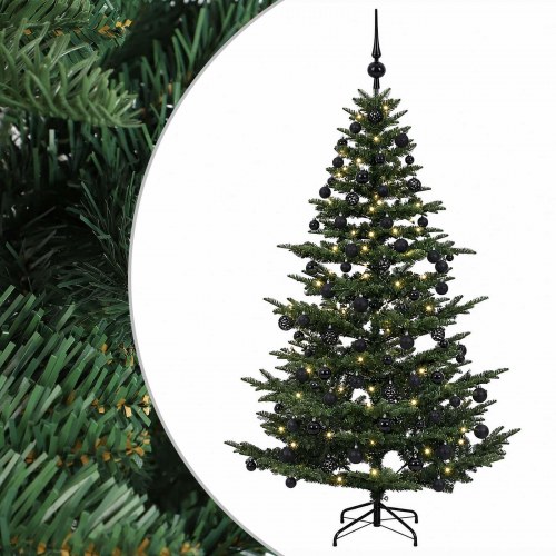 Kunstigt juletræ med kugler og 300 LED - 240 cm