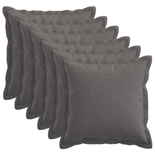 Pyntepuder 6 stk. HOUTEN lysegrå 35 x 35 cm - faux linned