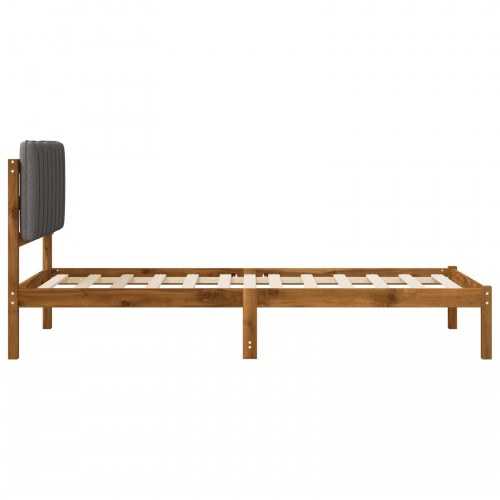 Sengestel med polstret hovedgavl 90 x 200 cm - naturfarvet/lysegrå