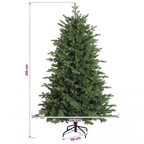 Kunstigt juletræ med kugler og 300 LED'er - 210 cm, varm hvid
