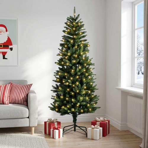 Kunstigt juletræ med hængslede grene 180 cm - 300 LED varm hvid
