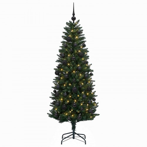 Kunstigt juletræ med julekugler 120 cm - 150 LED, varm hvid