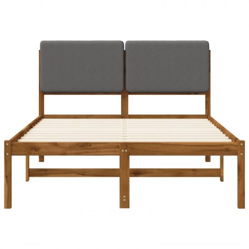 Sengestel med polstret hovedgavl 120 x 190 cm - naturfarvet og lysegrå