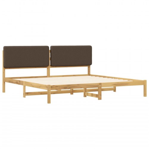 Sengestel med polstret hovedgavl 180 x 200 cm - hvidvasket/taupe
