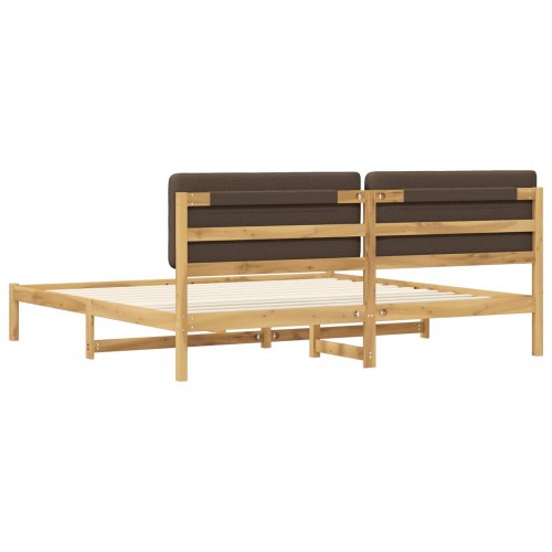 Sengestel med polstret hovedgavl 180 x 200 cm - hvidvasket/taupe