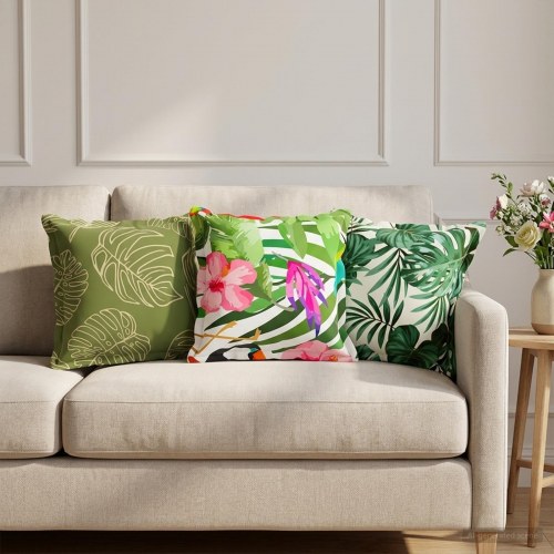 Pyntepuder HOUTEN 6 stk. - flerfarvet 30 x 30 cm