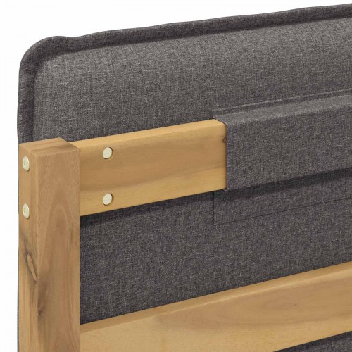 Sengestel med polstret hovedgavl - hvidvasket/lysegrå, 100 x 200 cm