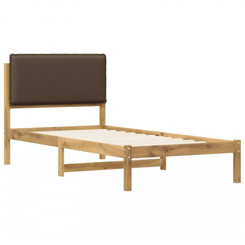 Sengestel med polstret hovedgavl 100 x 200 cm - hvidvasket og taupe