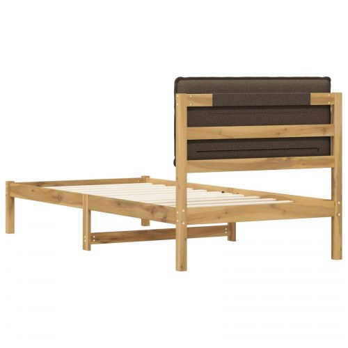 Sengestel med polstret hovedgavl 100 x 200 cm - hvidvasket og taupe