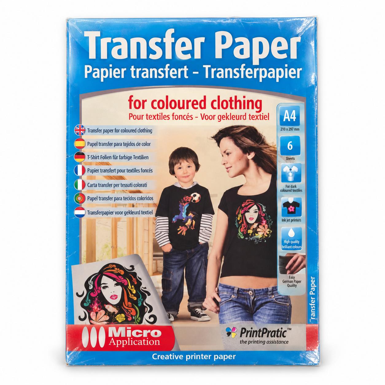 Micro Application transferpapir til mørk bomuld - A4, 6 ark
