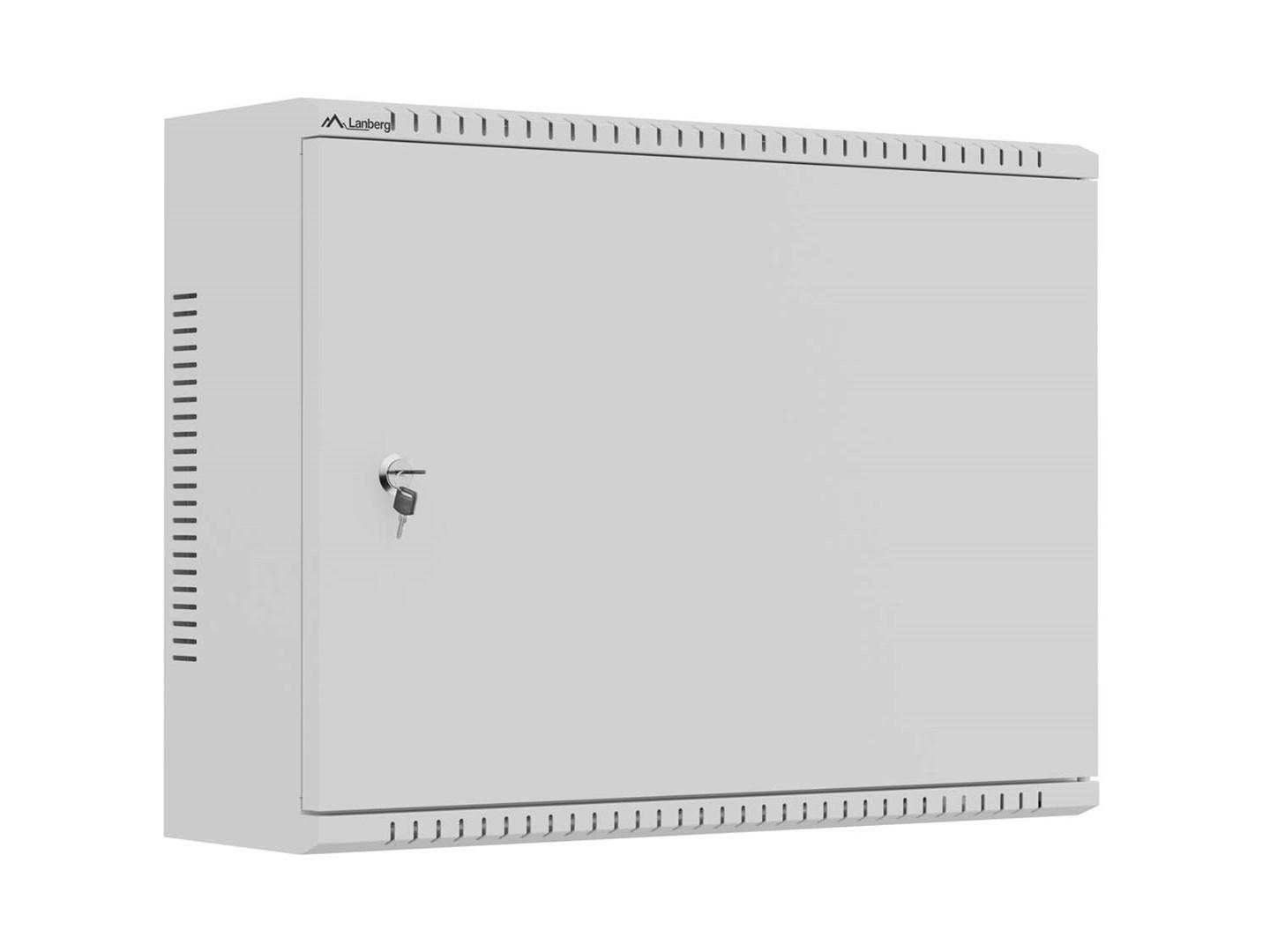 Lanberg TPR installationsskab 10/19 tommer med mesh-plade 560 x 420 x 180 - grå, samlet
