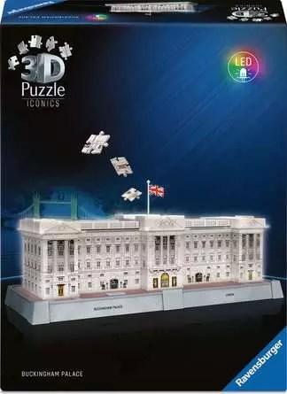 Ravensburger 3D Iconics Puslespil - 216 Brikker, Med Lys - Buckingham Palace