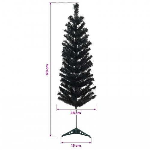 Kunstigt slankt juletræ med LED og julekugler - 120 cm