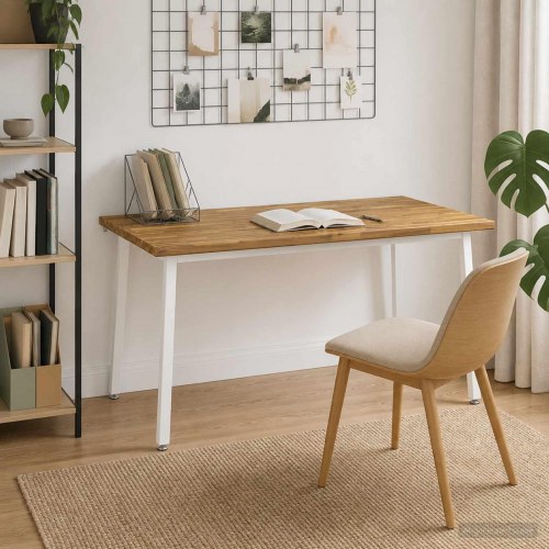 Rektangulært spisebord i massivt akacietræ 160 x 90 x 75 cm - hvid