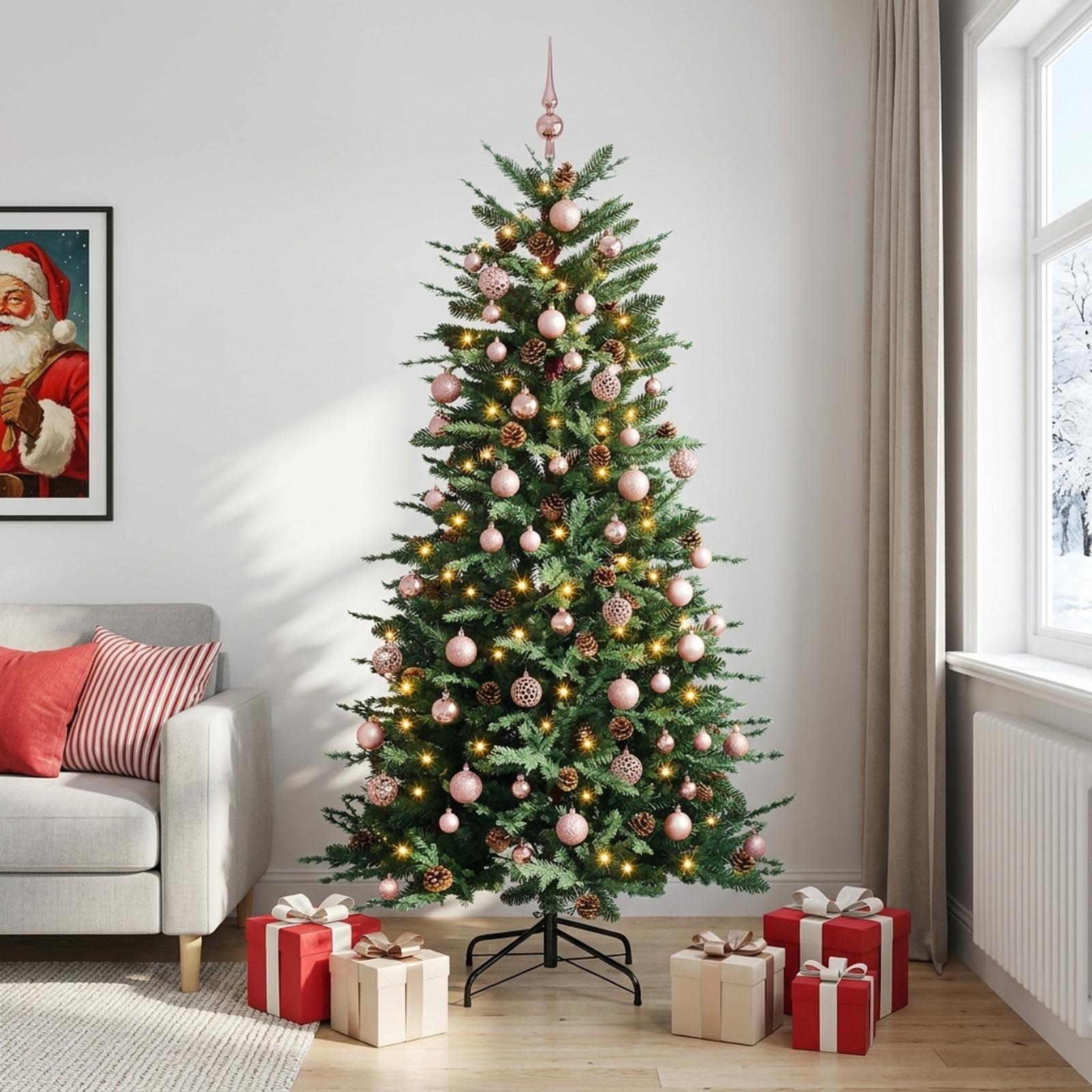 vidaXL Kunstigt Hinged Juletræ 180 cm 300 LED'er Varm hvid PE og PVC