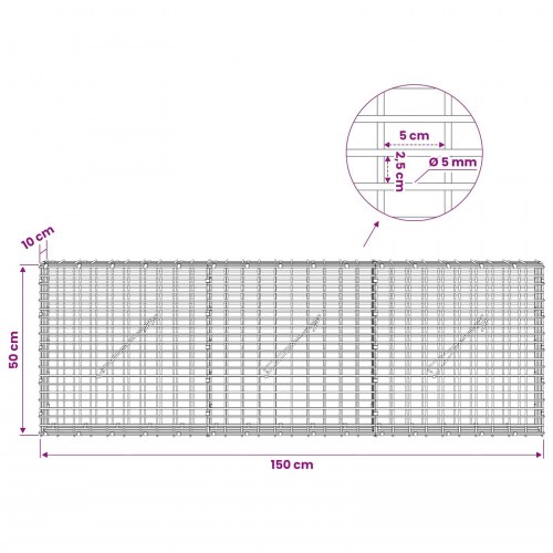 Gabionkurv 150 x 10 x 50 cm - galvaniseret stål