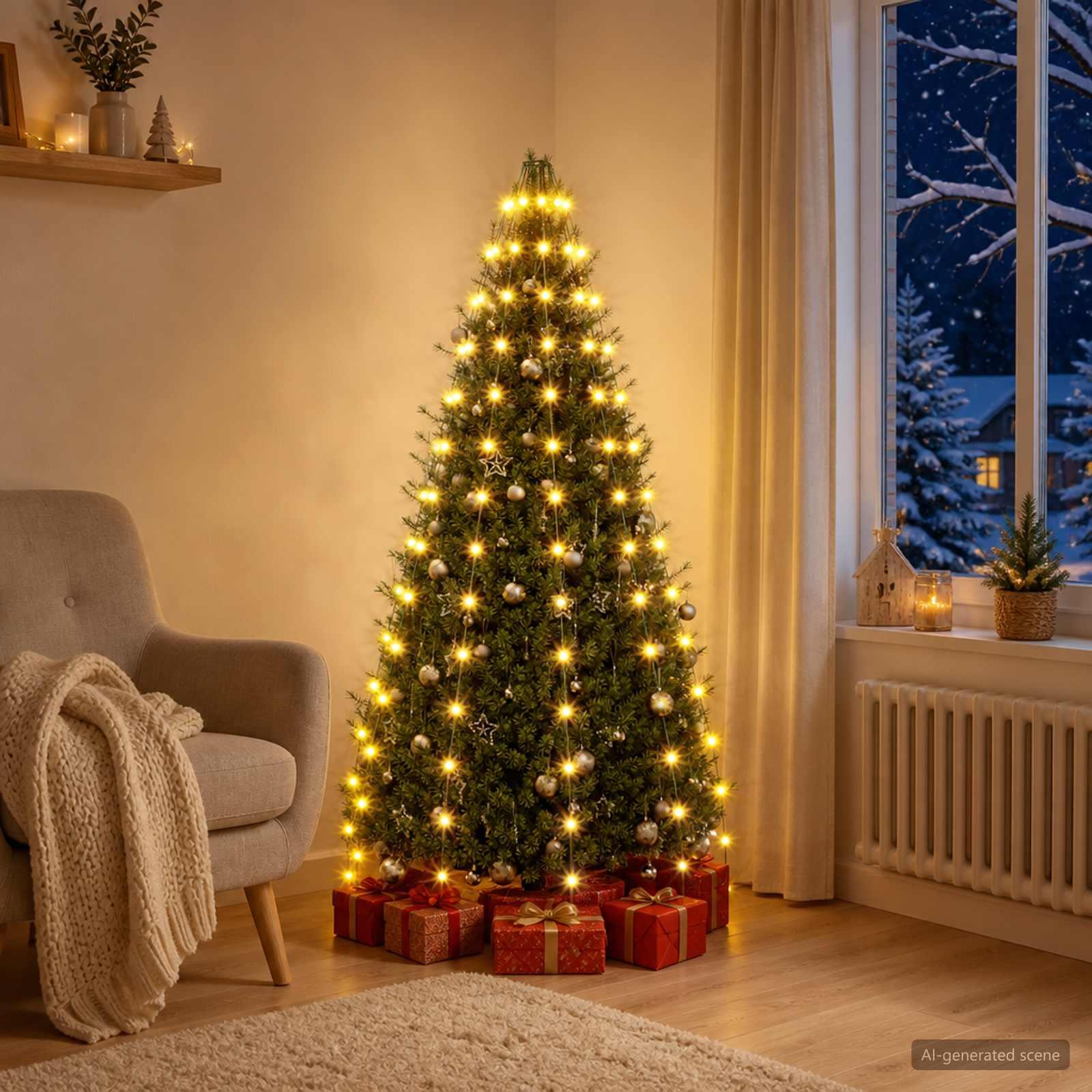 vidaXL Juletræslys 150 LED'er Varm hvid 150 cm