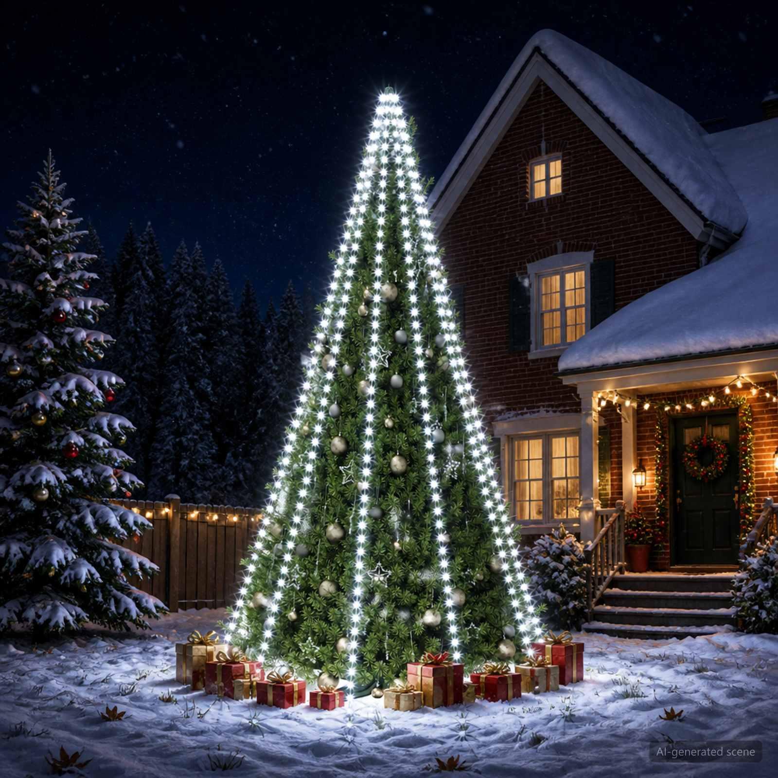 Juletræslys med 500 LED - kold hvid, 500 x 5 cm