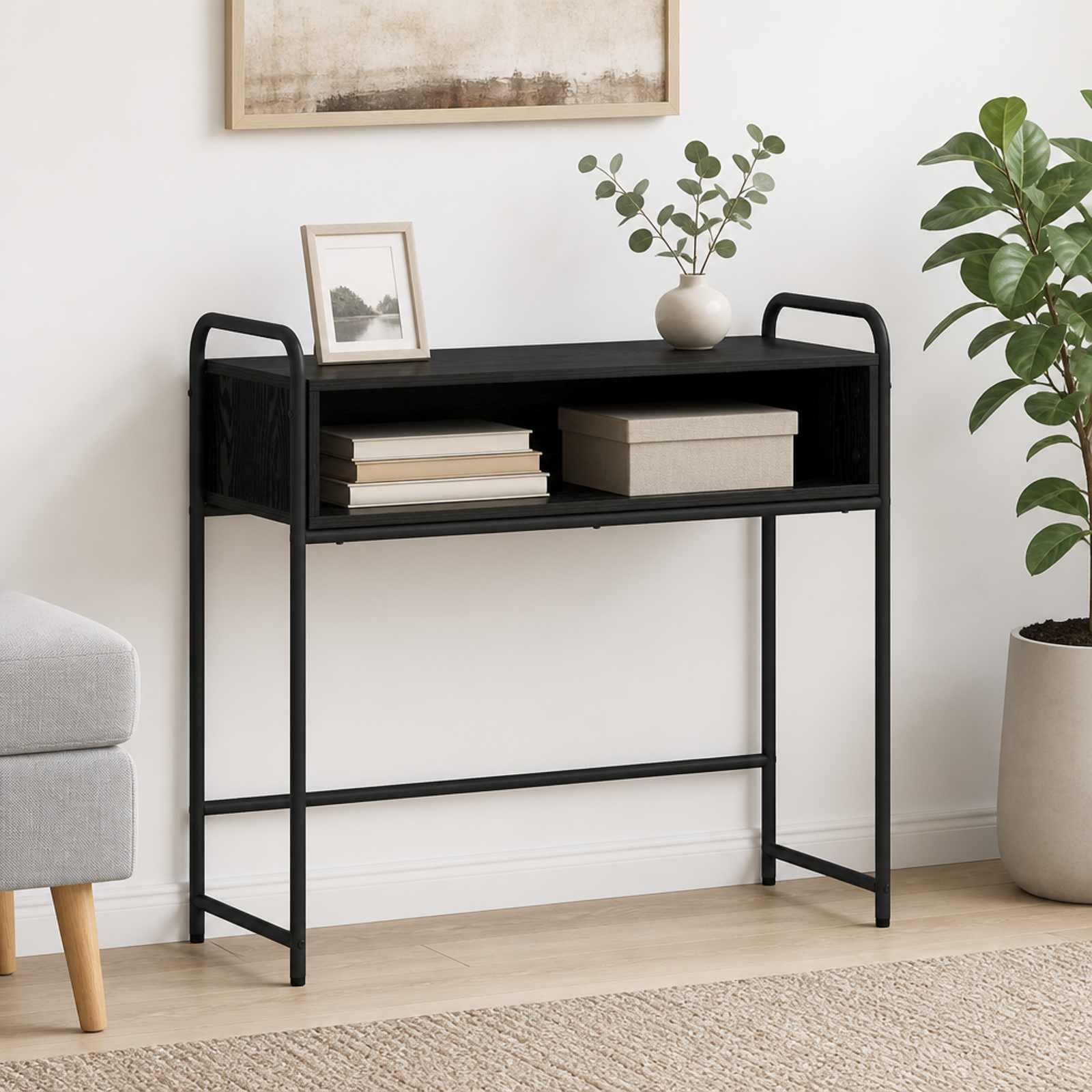vidaXL Konsolbord Sort eg 90 x 33 x 80,5 cm Konstrueret træ