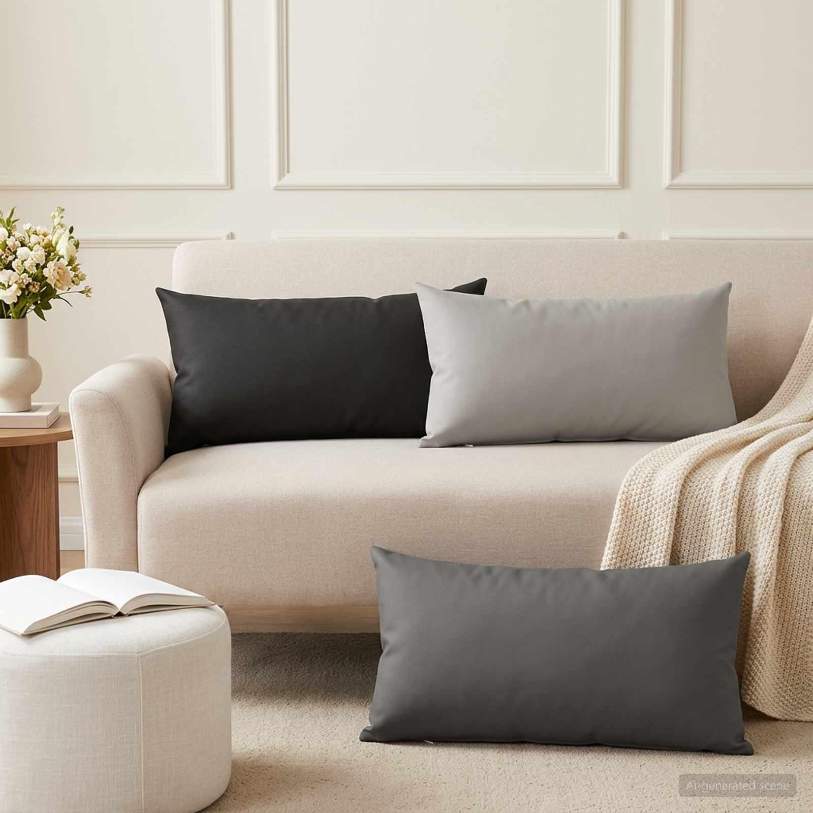 Pudesæt 6 stk. grå 40 x 80 cm polyester