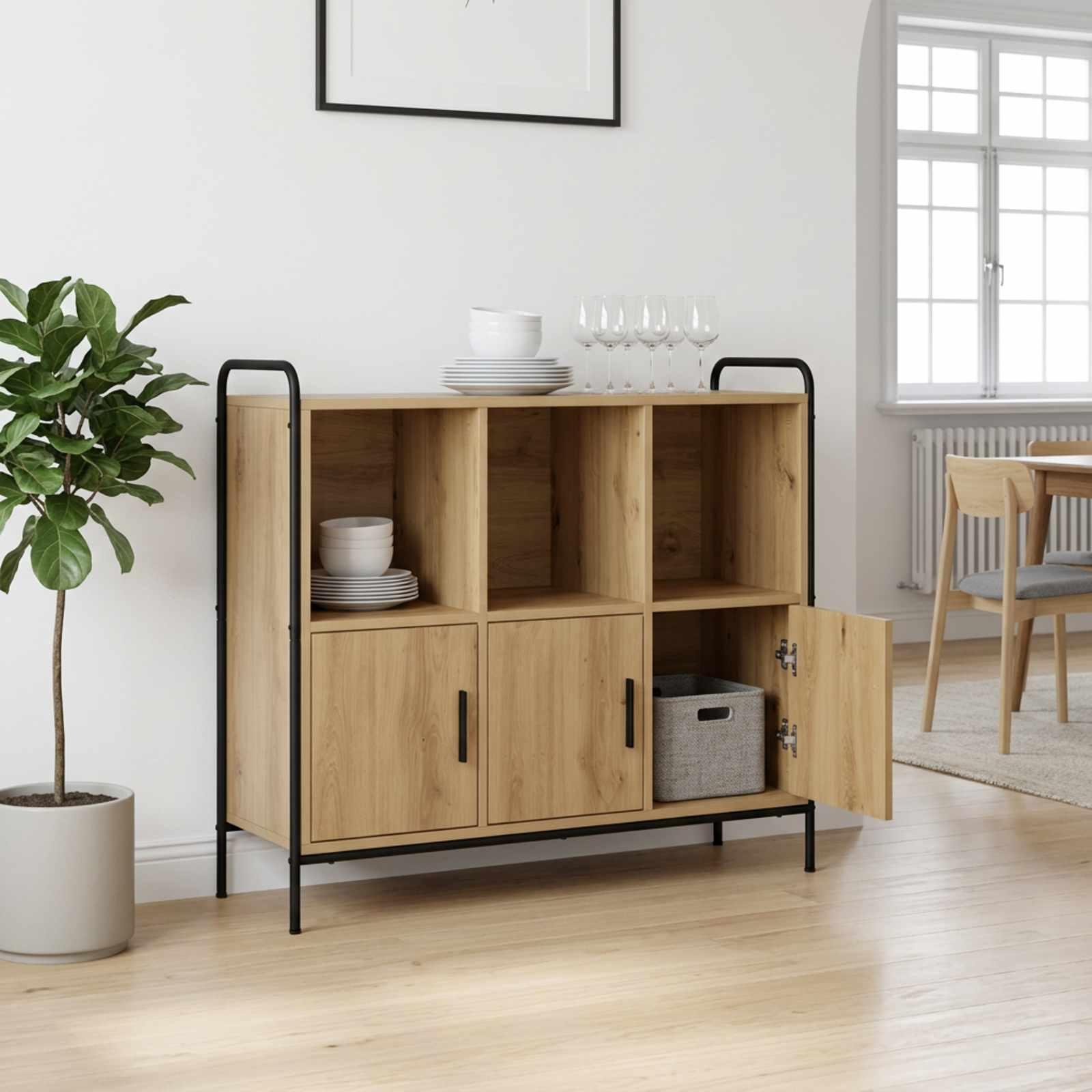 vidaXL Sideboard Artisan-eg 97 x 33 x 81 cm Konstrueret træ