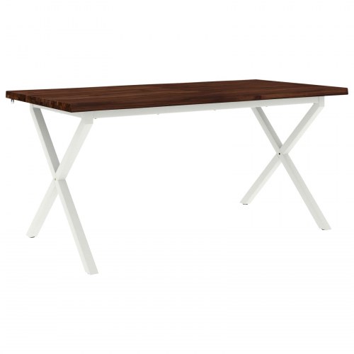 Spisebord med live edge 160 x 80 cm - mørk brun/hvid