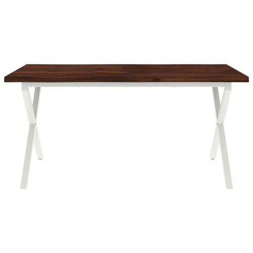 Spisebord med live edge 160 x 80 cm - mørk brun/hvid