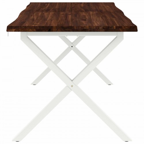 Spisebord med live edge 160 x 80 cm - mørk brun/hvid