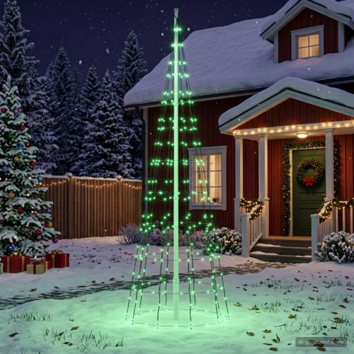 Juletræslys med spyd og flagstang 300 cm - 390 RGB LED
