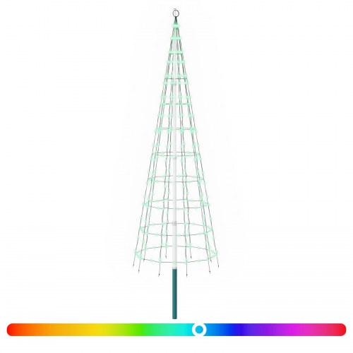 Juletræslys med spyd og flagstang 300 cm - 390 RGB LED