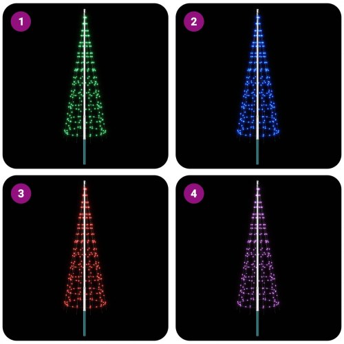 Juletræslys med spyd og flagstang 300 cm - 390 RGB LED