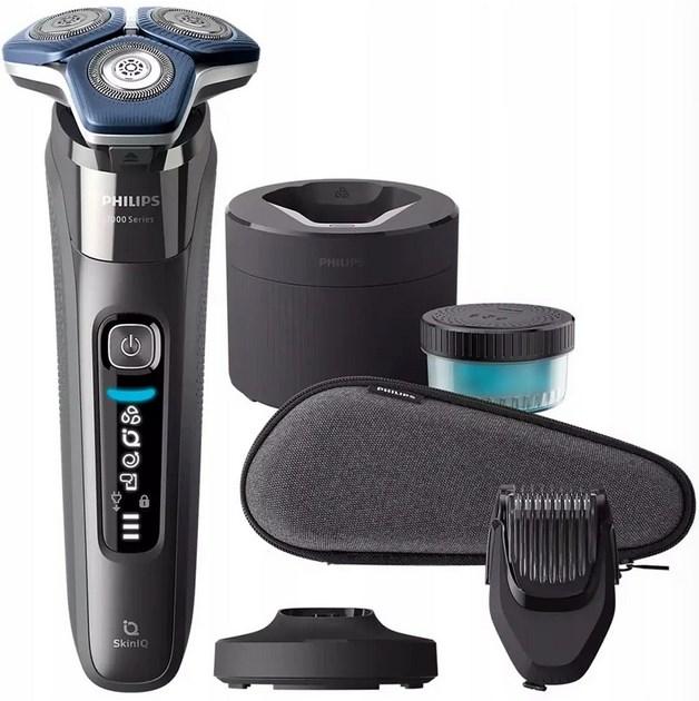 Philips Shaver Series 7000 S7887/58 Skæg‑ og skærehoved med SkinIQ, 360° toppe, Wet & Dry – Dark Chrome