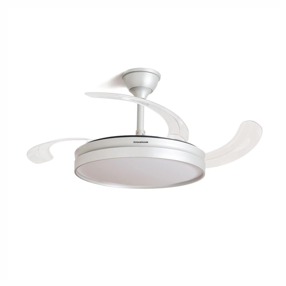LED loftsventilator med fjernbetjening, 4 udtrækkelige blade, 6 hastigheder