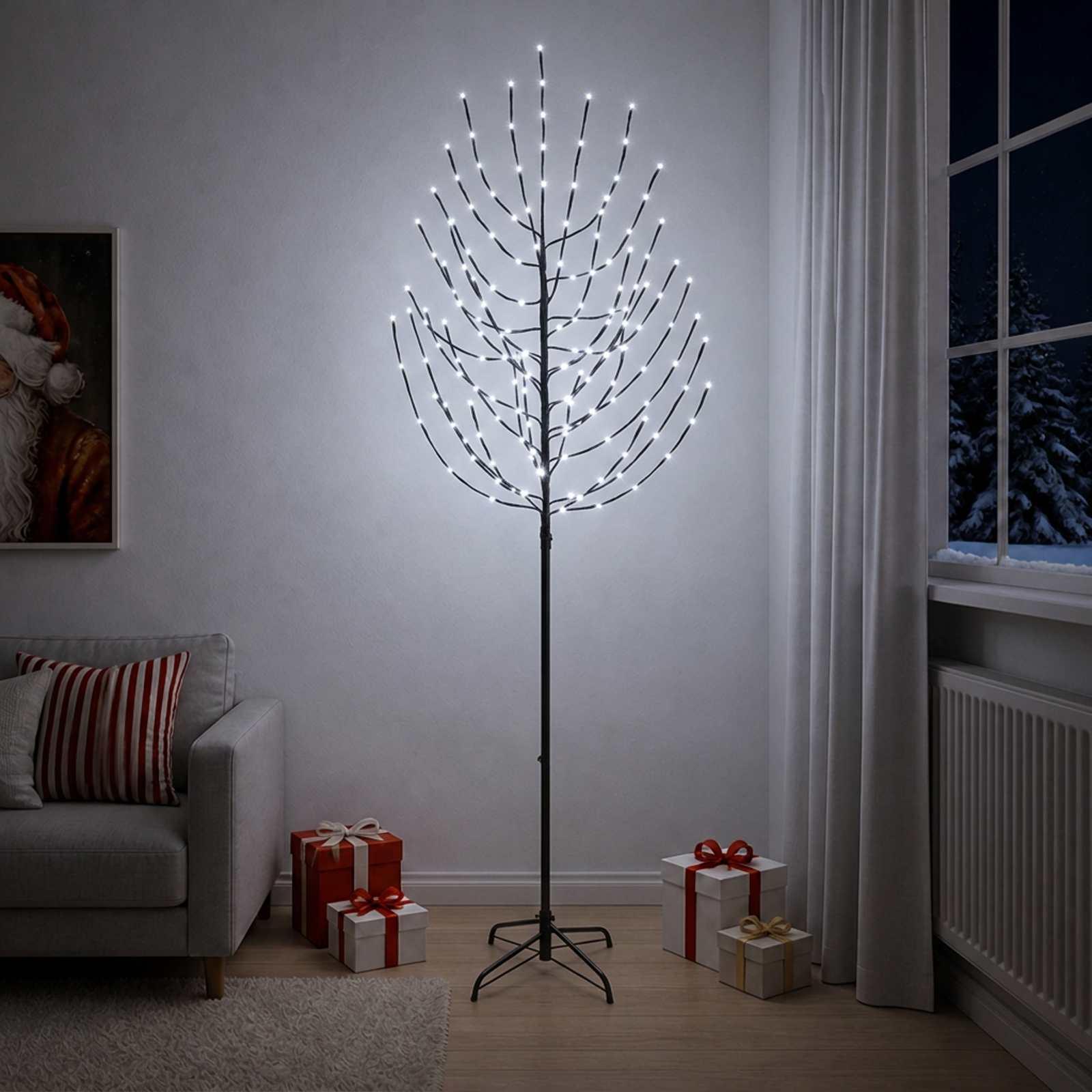 vidaXL LED juletræ Sort 210 cm Stål 180 LED'er