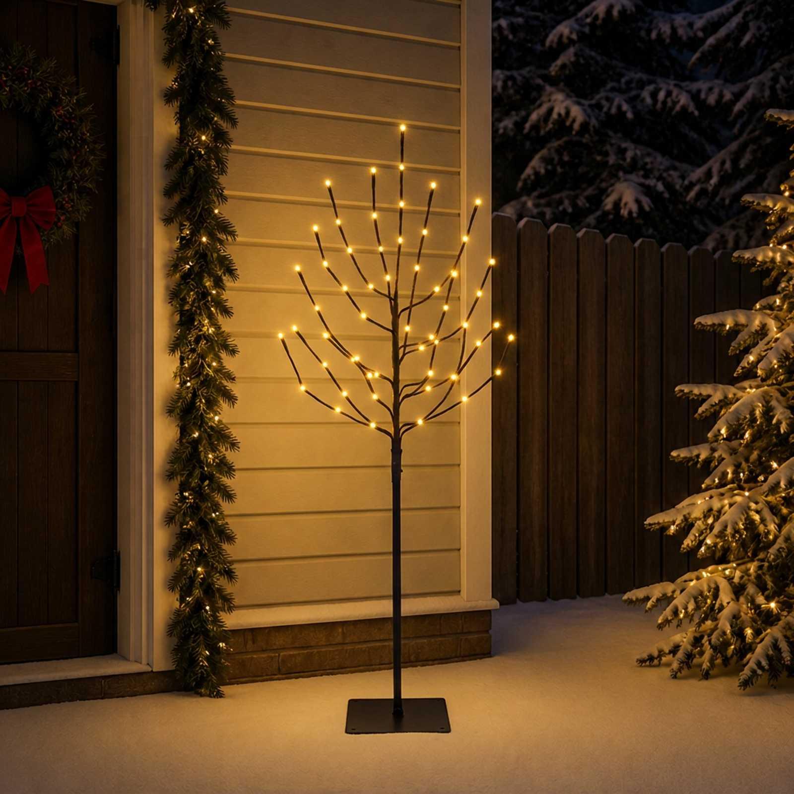 LED juletræ Sort 47 x Stål 180 LED'er 120 cm, Varm hvid