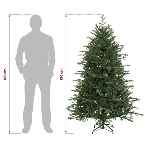 Kunstigt juletræ med julekugler og 300 LED - 180 cm