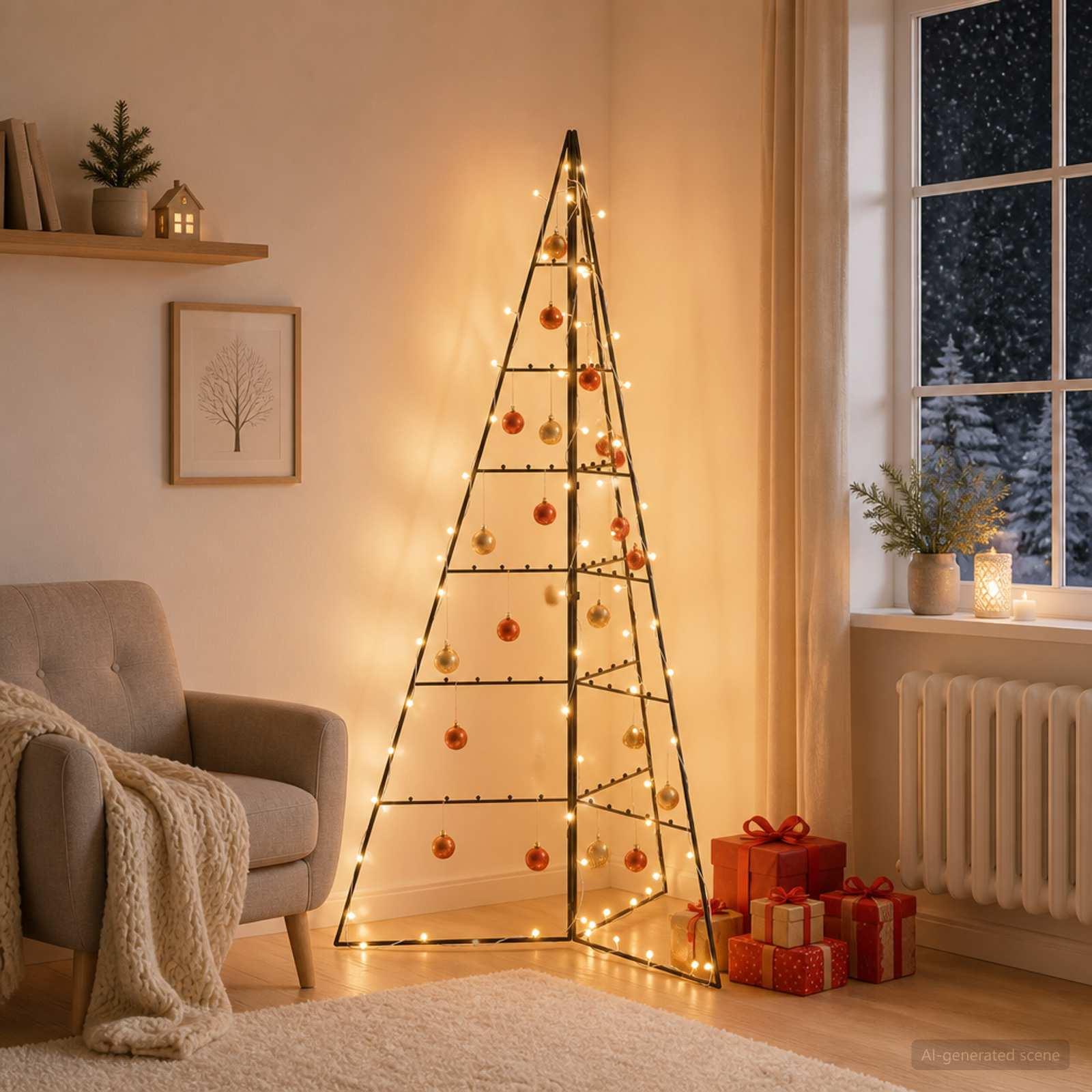 Metaljuletræ KUOPIO med LED - 140 cm, sort