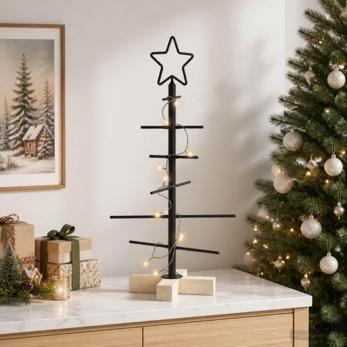 Metal juletræ KUOPIO 60 cm med LED - sort/varm hvid