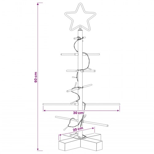 Metal juletræ KUOPIO 60 cm med LED - sort/varm hvid