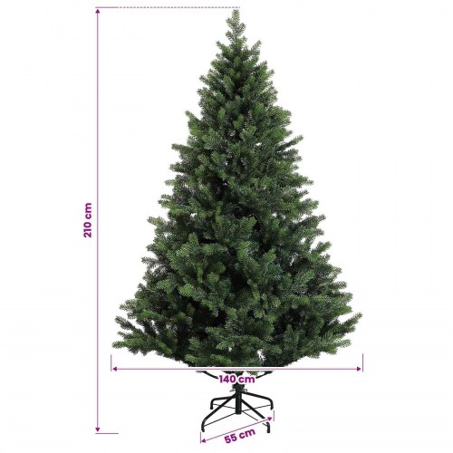 Kunstigt juletræ med julekugler 210 cm - 300 LED varm hvid