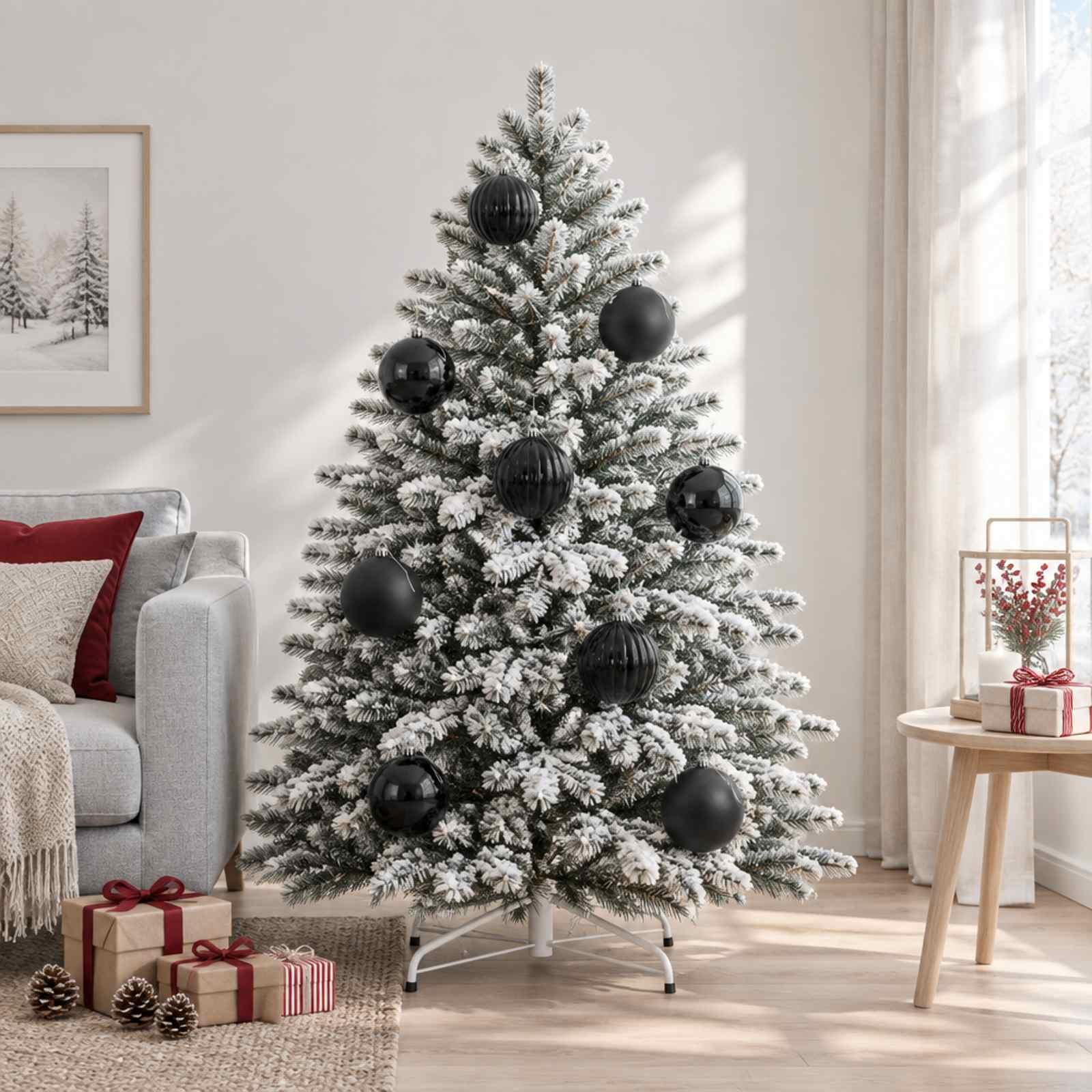 Julekuglesæt 4 stk. XXL - sort, Ø 20 cm