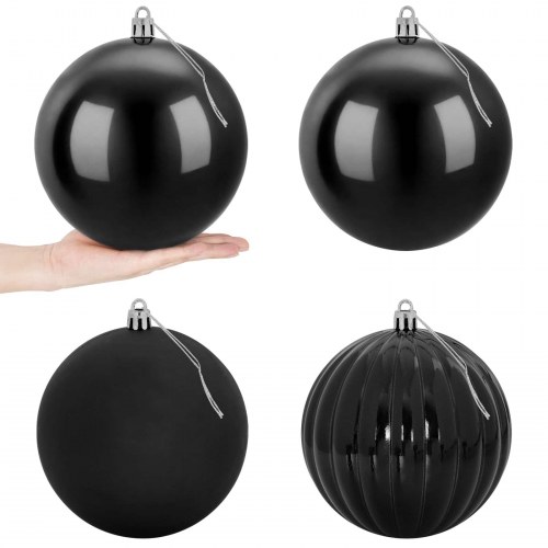 Julekuglesæt 4 stk. XXL - sort, Ø 20 cm