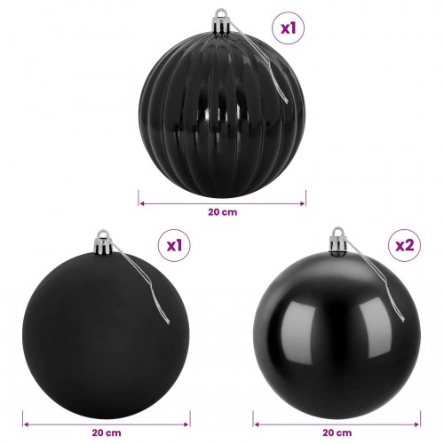 Julekuglesæt 4 stk. XXL - sort, Ø 20 cm