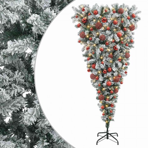 Omvendt kunstigt juletræ med 300 LED og pynt - 180 cm