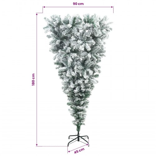 Omvendt kunstigt juletræ med 300 LED og pynt - 180 cm