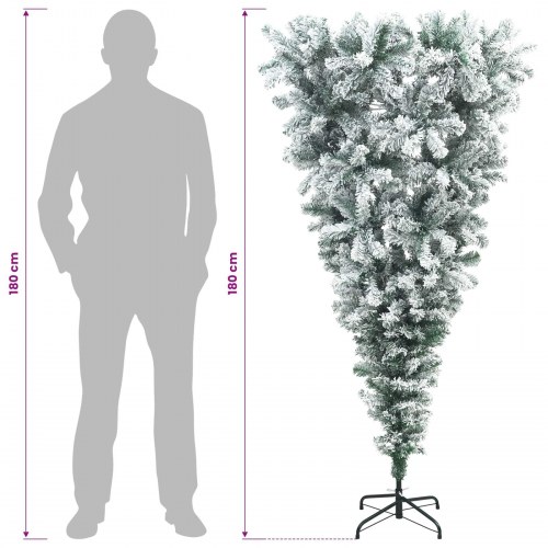 Omvendt kunstigt juletræ med 300 LED og pynt - 180 cm