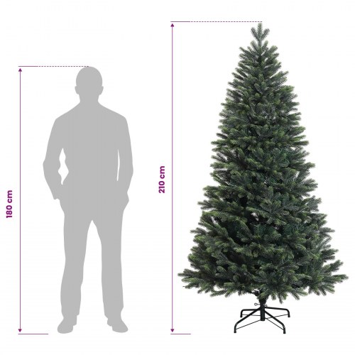 Kunstigt juletræ med kugler og 300 LED'er - 210 cm, varm hvid